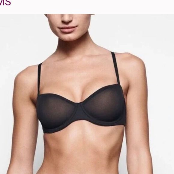 SKIMS Other - NWT SKIMS Ultra Fine Mesh Strapless Underwire Bra Onyx